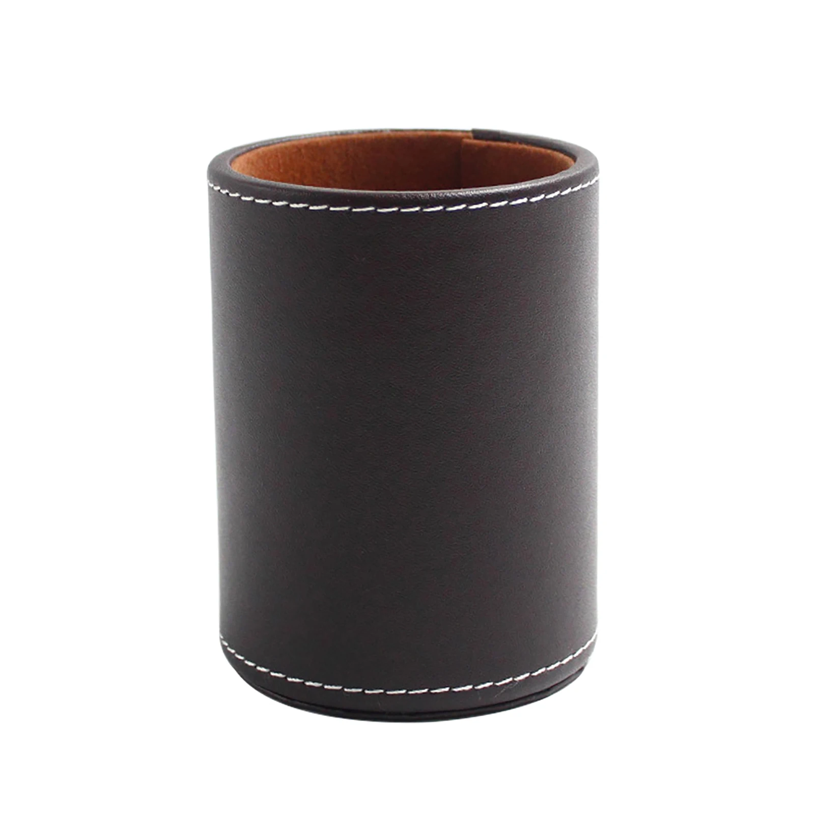

For Home Office Stationery Storage Box School Modern Makeup Brush PU Leather Container Pen Holder Round Desktop Organizer
