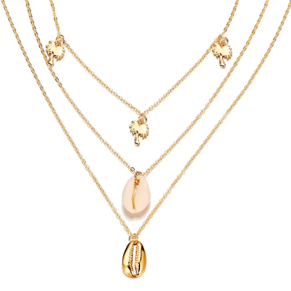 Женское ожерелье с подвеской в виде ракушки Boho длинное круглой цепочкой