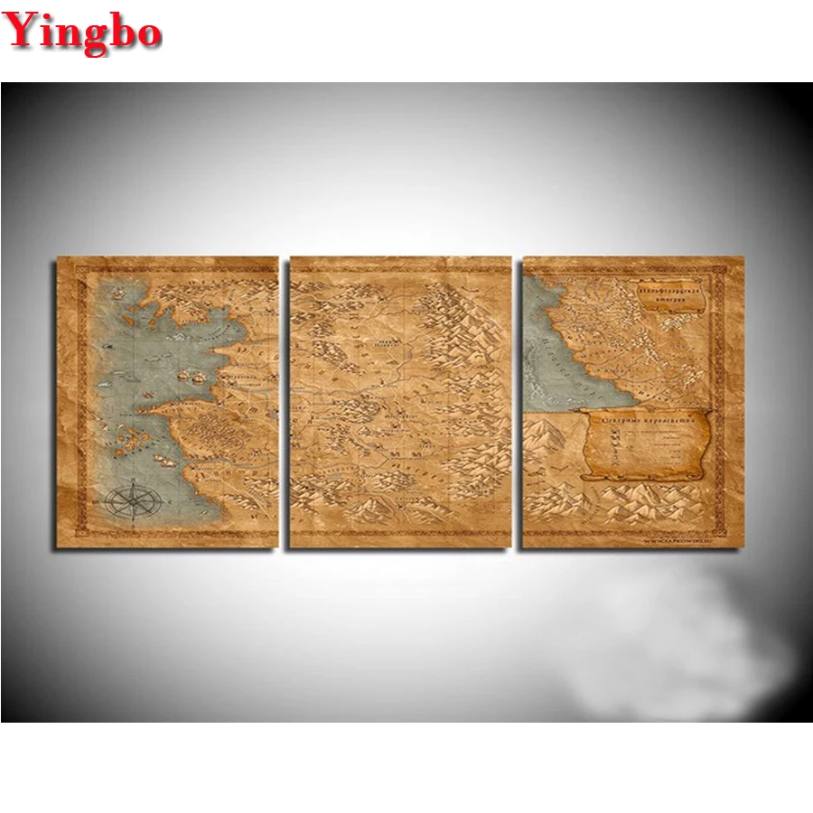 Полный квадратный круглый 5D DIY Алмазная Картина 3 штуки карта мира вышивка