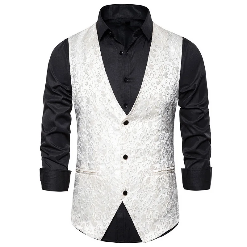 Luxury men vest suit Party Waistcoat Steampunk Vest Men Shinny Night Club Prom Suit Wedding Formal Vests | Мужская одежда