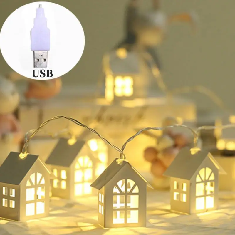 USB Рождественская елка рождественский светильник ing светодиодный деревянный дом струнный светильник праздник 2 м 10 светодиодный s струнная лампа Свадебная вечеринка Сказочный светильник s Новинка лампа - Испускаемый цвет: USB