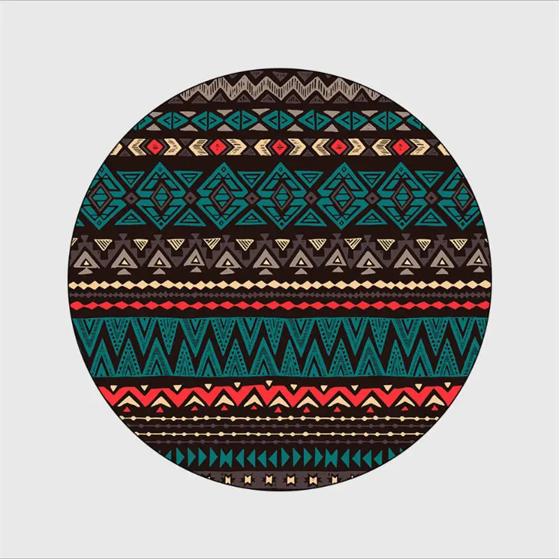 

Red-brown-blue Multicolor Abstract Geometric Ethnic Style Living Room Bedroom Hanging Basket Chair Non-slip Round Mat Carpet
