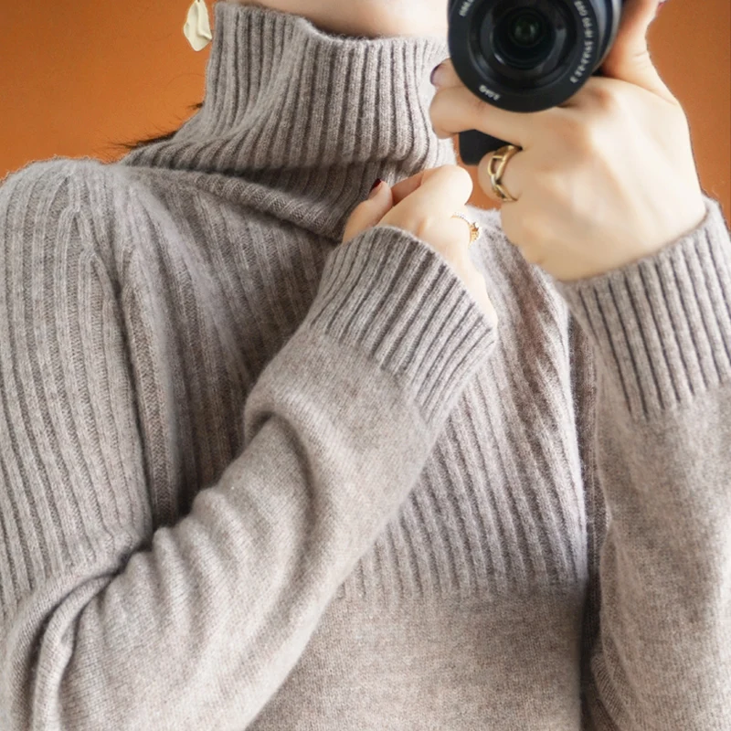 

Loose pullover sweater ladies all-match autumn and winter high-necked thick lazy long-sleeved bottoming sweater Korean version