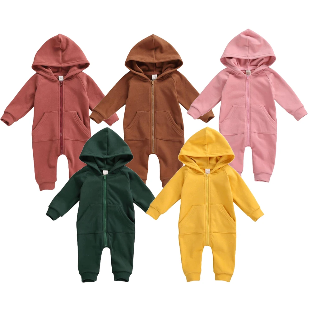 

Newborn Infant Baby Girls Clothes Hoodie Zipper Long Sleeve Romper Jumpsuit Pocket Bodysuit Overalls Outfits Children's Clothing