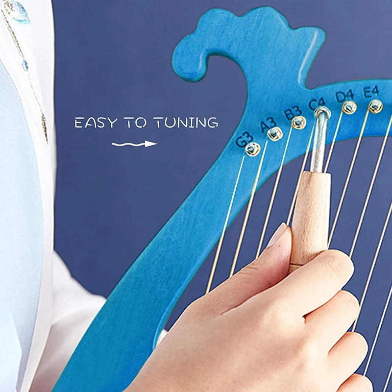 

Lyre Harp,16 Metal Strings Wooden Harp Solid Wood Mahogany Lyre Harp with Tuning Wrench for Music Lovers Beginners,Etc