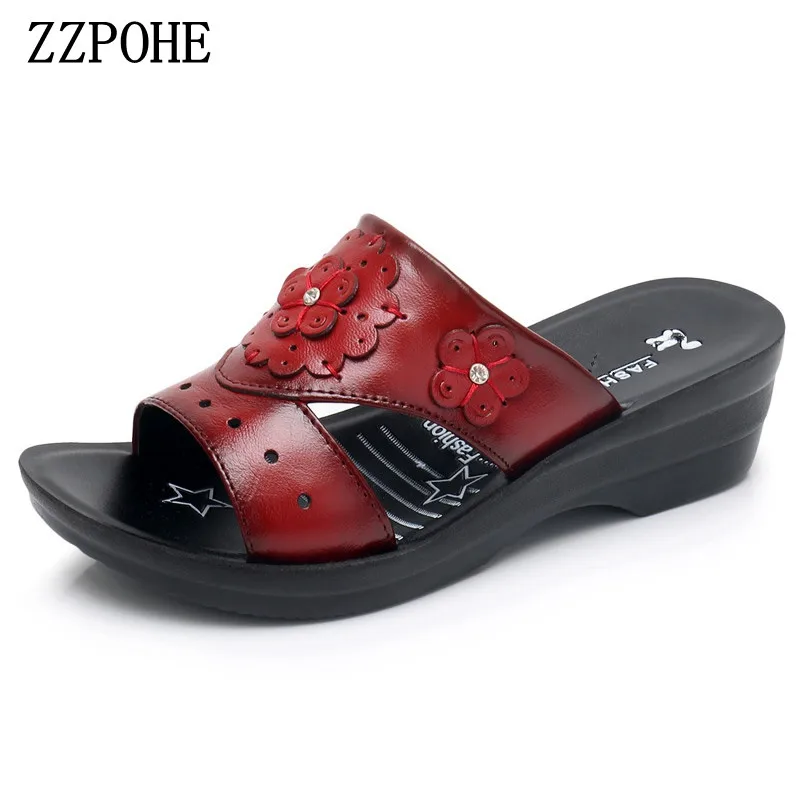 Летние Тапочки ZZPOHE из искусственной кожи для беременных женщин большие