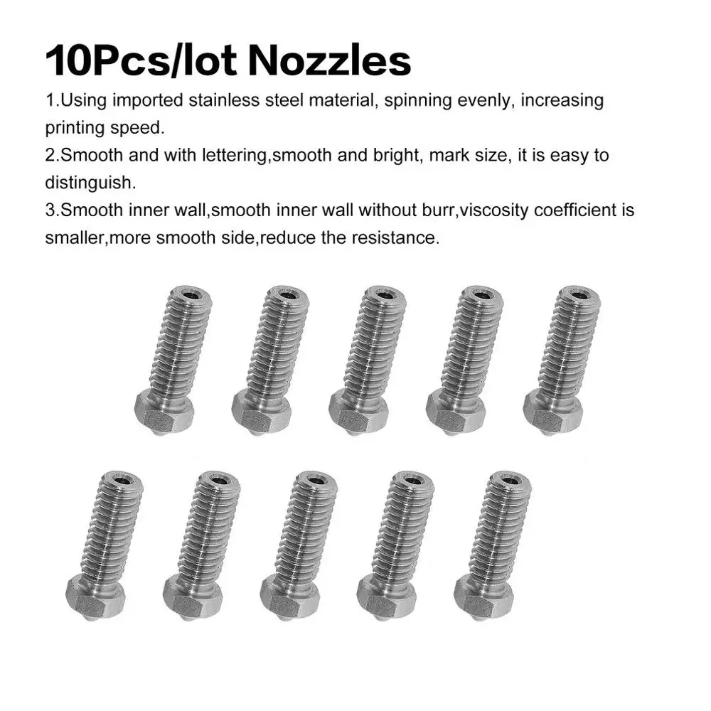 

10Pcs Volcano FOR Nozzle Lengthen Extruder Print Head 0.2/0.25/0.3/0.4/0.5/0.6/0.8/1.0/1.2mm For 1.75mm/3mm Filamnet 3D Printer