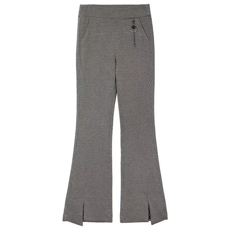 Женские клетчатые брюки Новинка осени 2019 эластичные клеш с высокой талией и