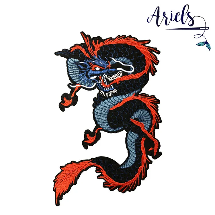 Вышивка большой дракон патчи для куртки большие значки драконов аппликация