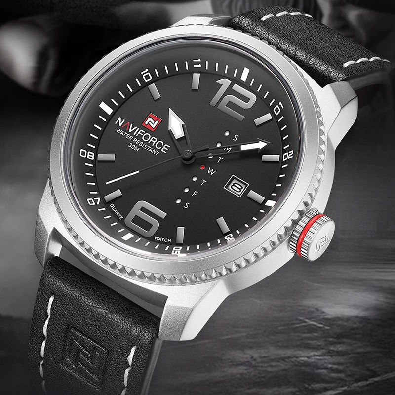 Часы наручные NAVIFORCE Мужские кварцевые брендовые модные водонепроницаемые с