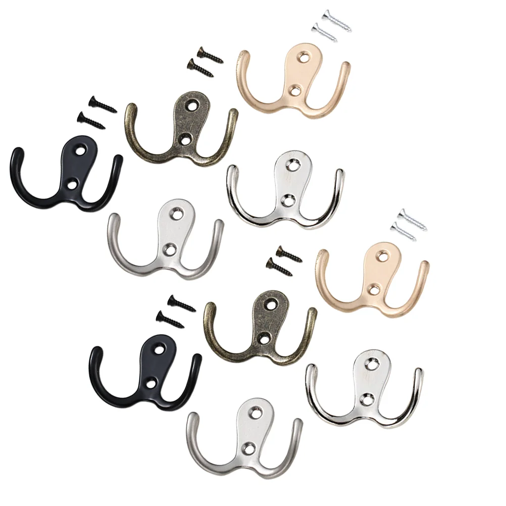 

10pcs Zinc Alloy Hook Retro Coat Hanger Wall Hooks Pothook or Bathroom Dressing Room (Random Color)