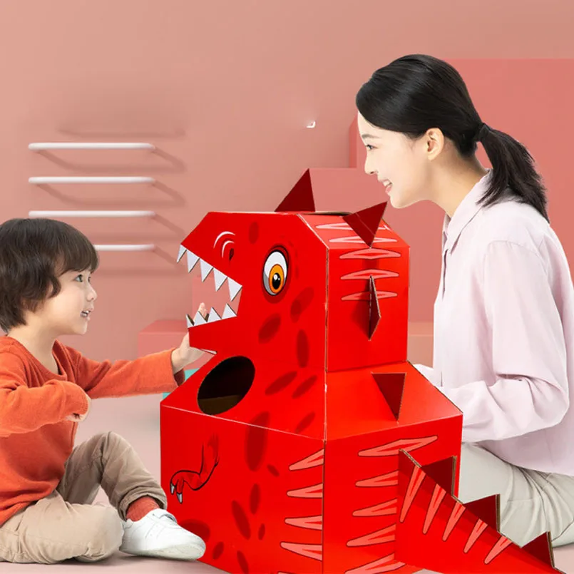 Детский картонный костюм динозавра в сборе объемная головоломка веселая