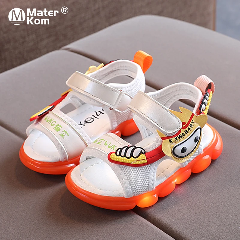

Size 21-30 Children Glowing Sandals With Led Lights Non-slip Baby Shoes Leak-toe Kids LED Shoes For Boys Girls Luminous Sandals