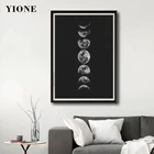 Картины на холсте с изображением черно-белых фаз Луны, современные минималистичные пейзажи, плакаты, принты, настенные картины для декора гостиной