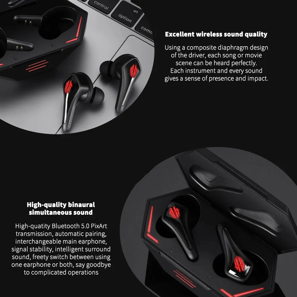 Игровые наушники RedMagic TWS беспроводные Bluetooth Redmagic Cyberpods для 5G 39 мс с низкой