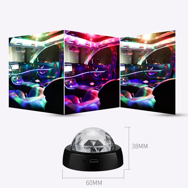 Автомобильная светодиодная автомобильная лампа USB окружающий светильник DJ RGB