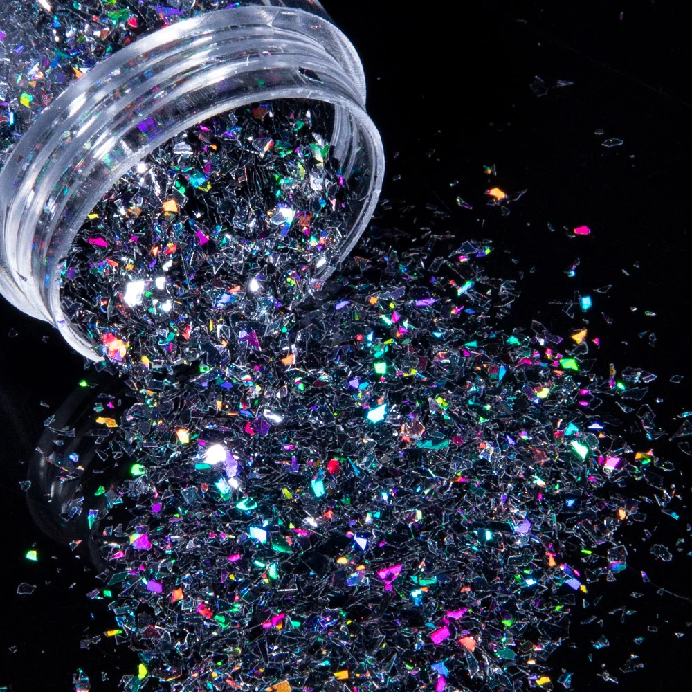 1 банка для ногтей блестки порошок смешанные формы нерегулярные Блестящие