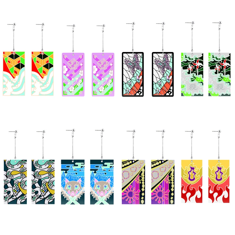

Demon Slayer Kimetsu no Yaiba Kamado Nezuko Tanjirou Agatsuma Zenitsu Tomioka Giyuu Sabito Enamel Alloy Dangle Earrings Cosplay