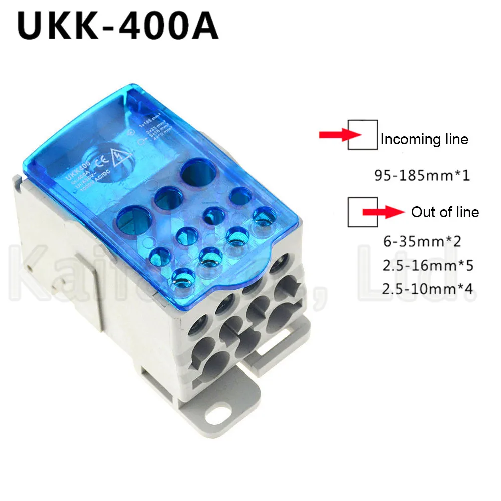 UKK400A UKK80A 125A 160A 250A 400A 500A клеммный блок 1 во многих из din-рейку распределительная коробка Универсальный электрический провод разъем - Цвет: UKK400A