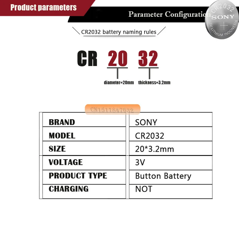 15pcs/lot SONY Original cr2032 Button Cell Batteries 3V Coin Lithium Battery For Watch Remote Control Calculator | Электроника