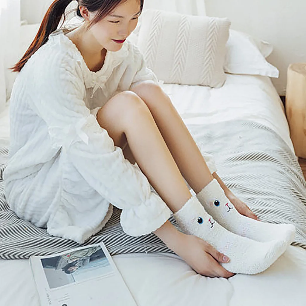 5 пар забавных носков для женщин и девочек мягкие носки тапочки сна с вышитыми