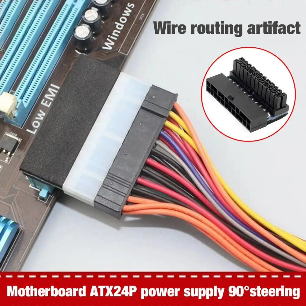 Блок питания ATX 24Pin 90 градусов Мощность переходник гнездо 4 до 24P мужской