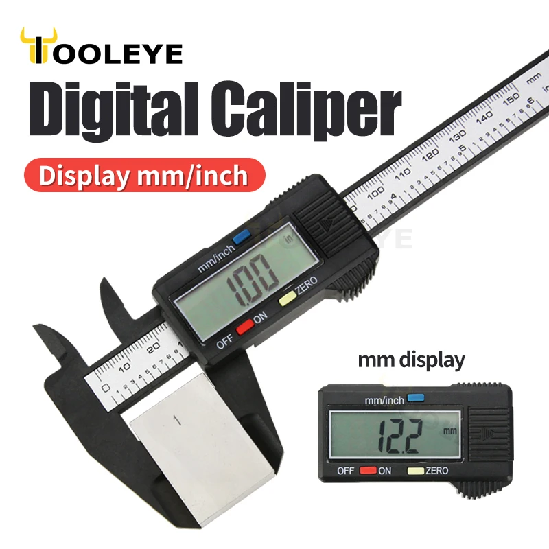 

Electronic Digital Caliper Carbon Fibre Vernier Calipers Plastic Gauge Micrometer Ruler Measuring Tools Instrument 150mm/100mm
