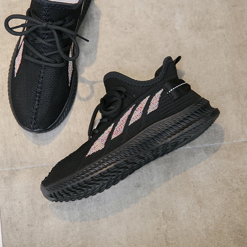 

2021 Fashion Trendy Striped Women Mesh Shoes Breathable Lady Shoes Comfortable Nice Female Shoes Good Quality 35-41