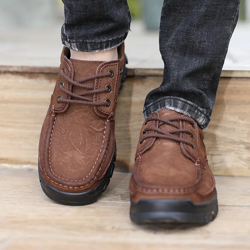 Туфли мужские из натуральной кожи дышащие повседневные дизайнерские на шнуровке