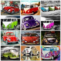 ruopoty paint by number canvas painting kits cartoon bus diy oil coloring by numbers landscape paint art pictures home decoratio