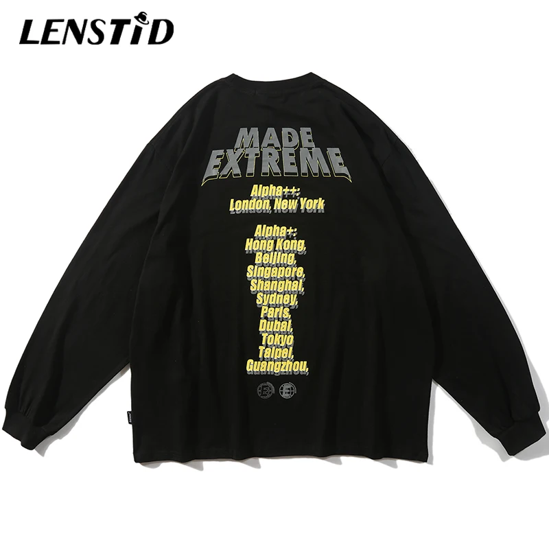 LENSTID креативные футболки с длинными рукавами и принтом иллюстрации 2019 мужские