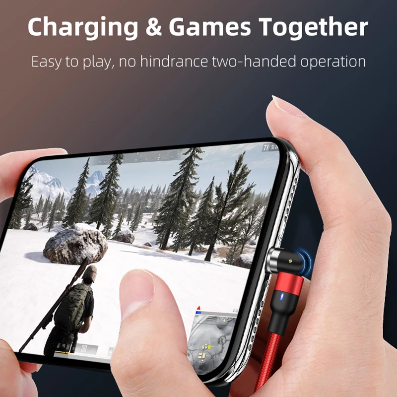 

PMXBT 540 Rotate Magnetic USB Cable Micro USB Type C Charger Magnet Fast Charging Cord 1M/2M For iPhone 8 Samsung Xiaomi Huawei