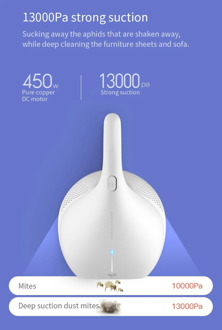 Mijia Deerma CM810 ручной пылесос контроллер пылевого клеща 13000Pa УФ-светильник скорость удаления пылевого клеща 99.9% сильное всасывание