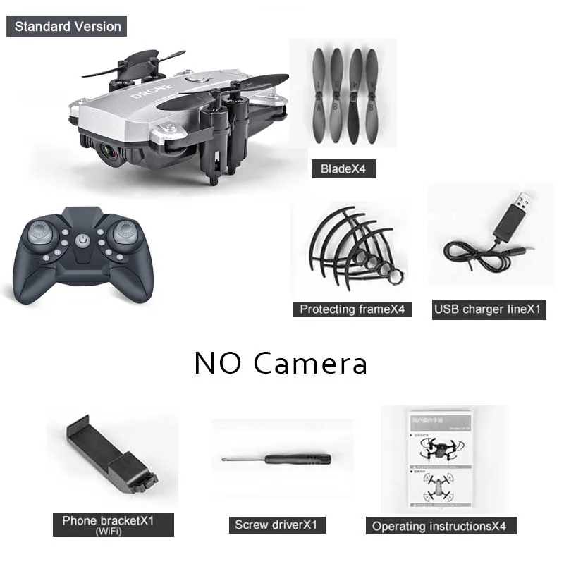 siliver NO Camera 1080 P/480 P Мини Rc вертолет с широкоугольной HD камерой Gps Дрон Режим высокой фиксации складной рычаг RC Квадрокоптер вертолет высоты - Цвет: siliver NO Camera