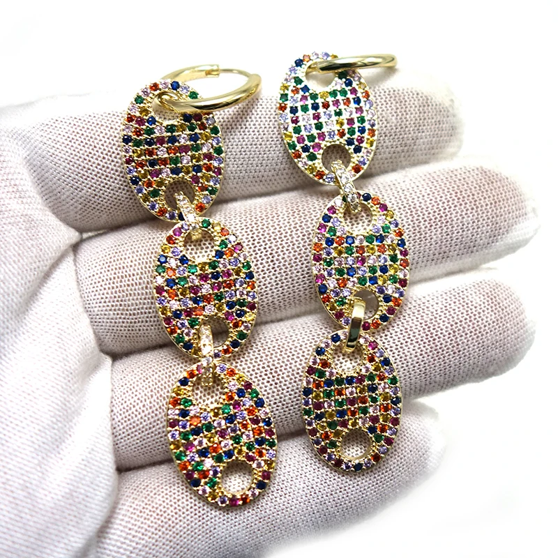 

Korean Oval Drop Earrings For Women Tassel Crystal Long Earrings Bohemian Gold Metal Christmas Gift Girls Jewelry New