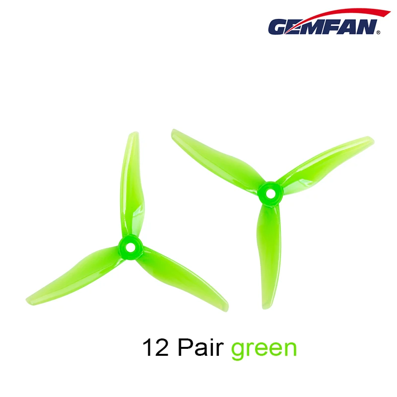 24 шт./12 пар Gemfan 51466 5 дюймов 3 лопасти/tri-blade пропеллер реквизит CW CCW для 2205-2306 бесщеточный двигатель FPV пропеллер - Цвет: 12 pair green