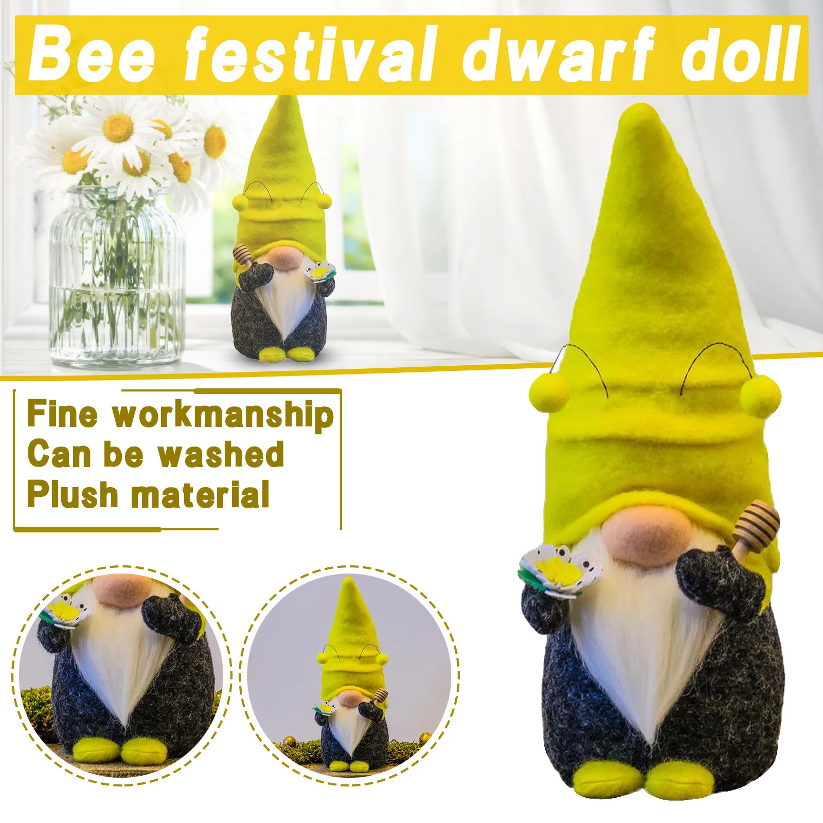 Hot Selling Bumble Bee Gnome Doll Home Decoration Plush Faceless Little Figurine Ornament Party Decorations Kids Toys | Дом и сад