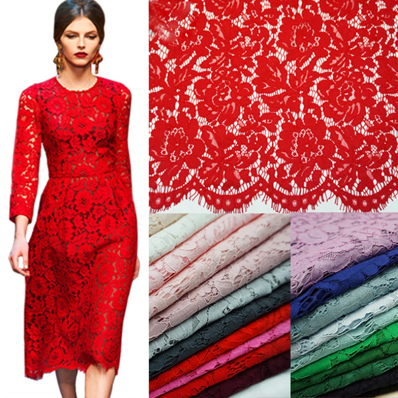 

1.5*1.5meters Embroidery Eyelash Cotton Lace Fabric French Cord Lace Cloth Nigerian African Guipure Lace For Party Wedding Dress