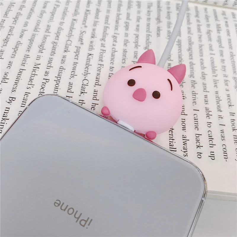 100pcs cute cartoon animal cable bite phone charger cable protector cord data line cover decorate smartphone wire accessories free global shipping