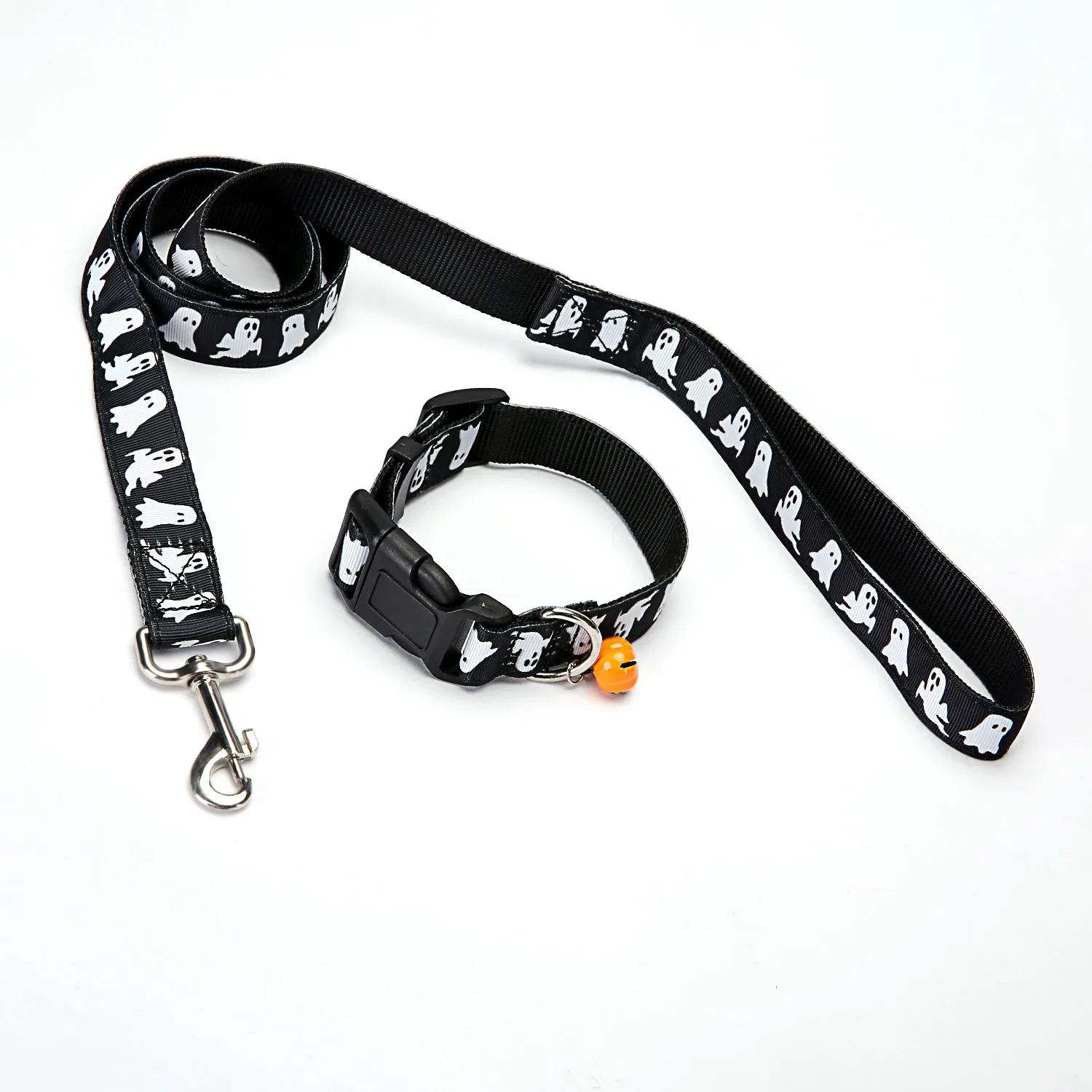 

Pet products new dog collar traction rope traction set pet bell collar dog harness dogs pets accessories Halloween dark series