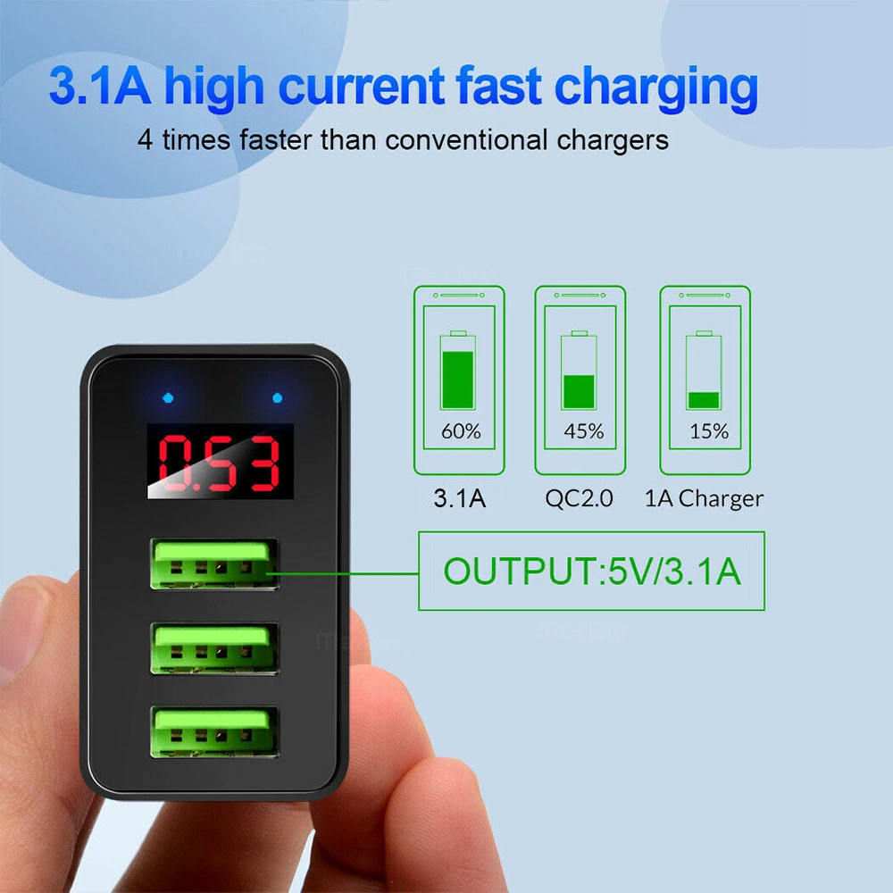 3 порта usb разъем для зарядки коммерческий дорожный домашний настенный адаптер