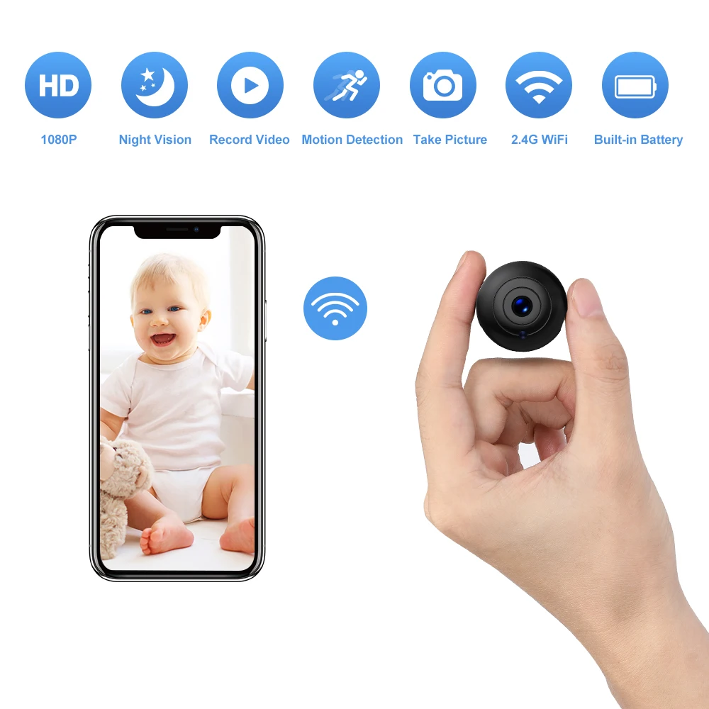 P1 Wireless Secret Camera Surveillance Chargeable Motion Detect Real-Time Video Remote Viewing WiFi | Электроника