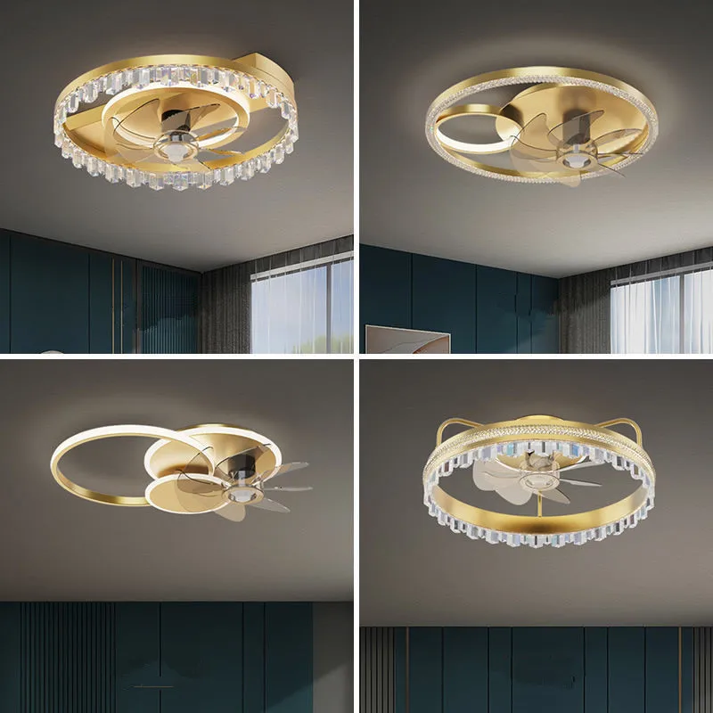 

Modern Led Ceiling Fan with Lights Elegant Golden Low Profile Ceiling Fan with Remote Control For Bedroom Living Room Restaurant