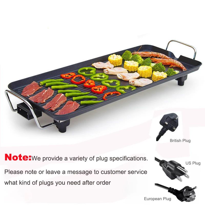 Купить Электрический гриль для барбекю 220 В, многофункциональный бездымный противень для барбекю без прилипания, 1500 Вт, инструмент для барбекю в по...