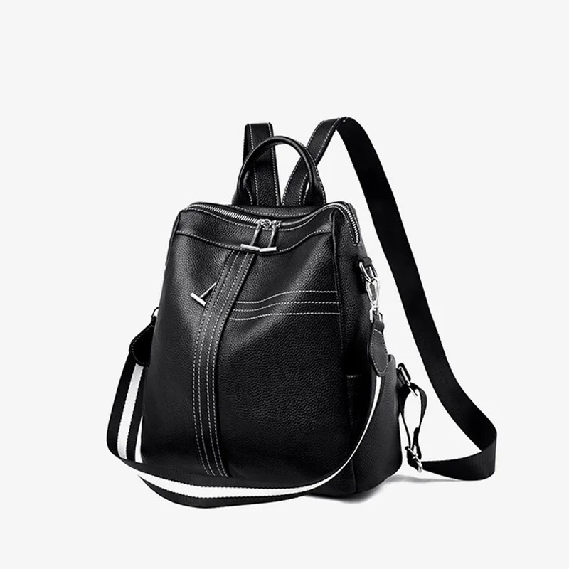 

Genuine Leather Backpack Women Retro Craftsmanship British Fashion All-match Cowhide Backpack Simple Soft Genuine Leather Bag