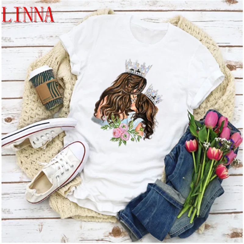 LINNA Graphic Женская мультяшная Мода для мамы и детей летняя женская одежда с Y