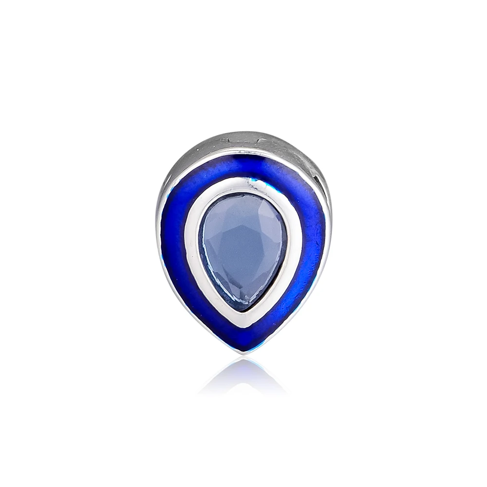 

Fits Pandora Reflexions Bracelet Dazzling Blue Droplet Clip Charms 925 Sterling Silver Stopper Beads DIY Jewelry Making Bijoux