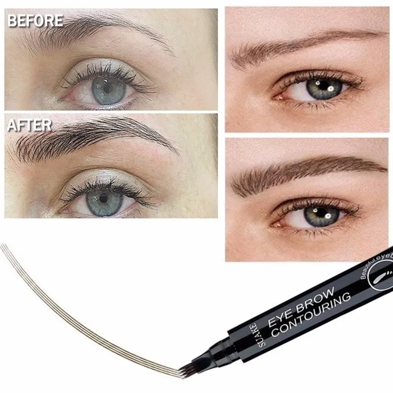5Colors Long Lasting Brown Liquid Eyebrow Pen Waterproof 4 Fork Tip Tattoo Pencil Women Eye Cosmetic Beauty Makeup TSLM1 | Красота и