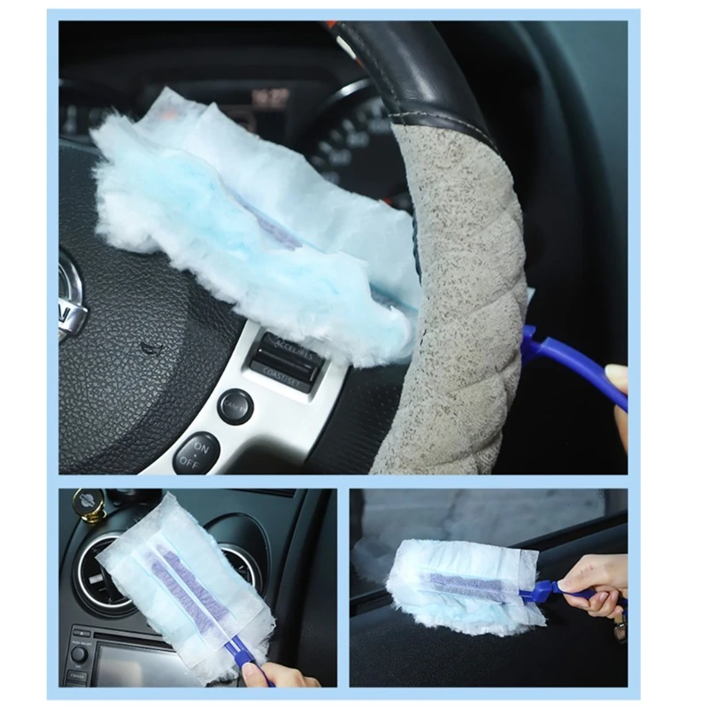 floor steam cleaner Disposable Dust Remover Handle with 10pcs Replaceable Brush Head Household Fiber Lint Free Electrostatic Cleaner Tool h20 steam mop