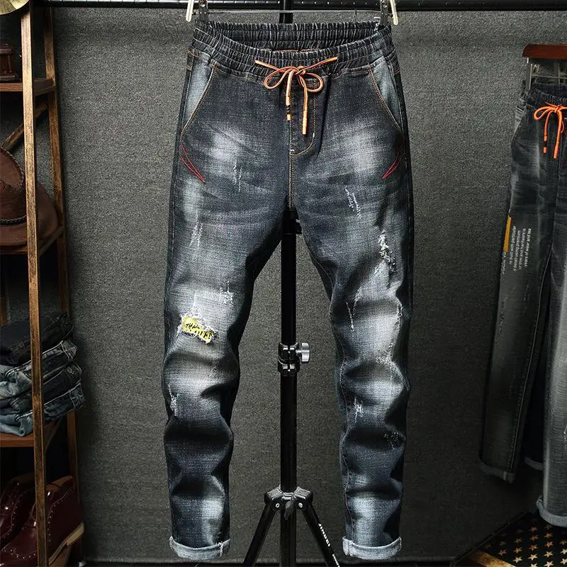 

Men's Jeans Ripped Straight Denim Pants Men's Ripped Denim Trousers
